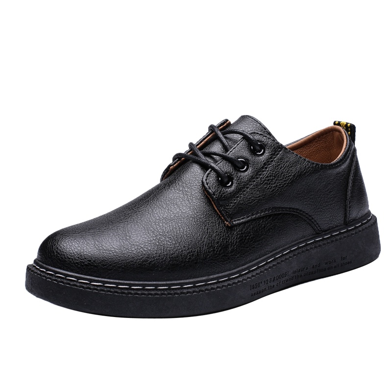 羊骑士男鞋春季黑色小皮鞋男士圆头软底厨师鞋防水防滑休闲上班工作鞋