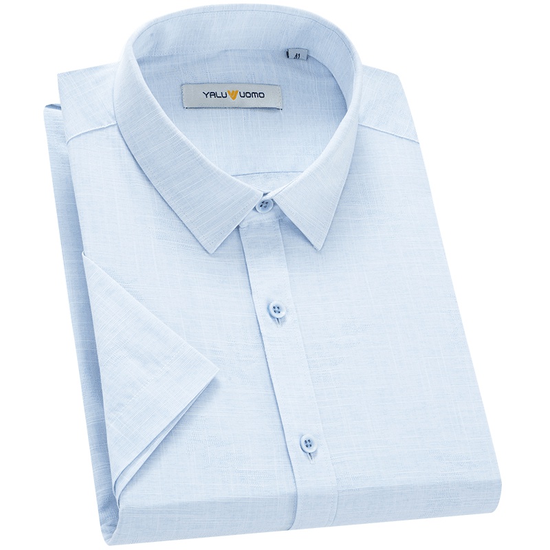 雅鹿男装 男士中青年商务休闲时尚免烫棉质半袖衬衣58S