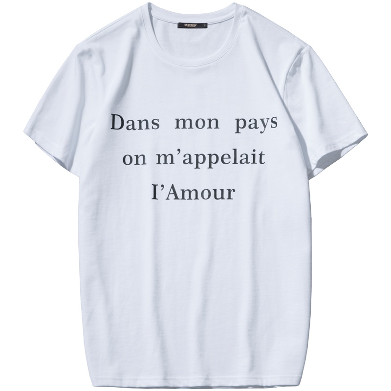 千纸鹤2019年情侣时尚休闲字母bf风宽松夏季薄款男短袖女式T恤20289