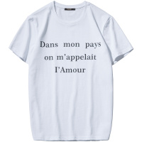 千纸鹤2019年情侣时尚休闲字母bf风宽松夏季薄款男短袖女式T恤20289