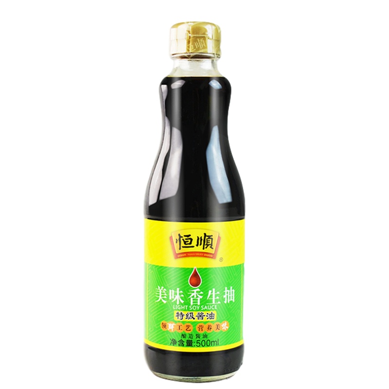 恒顺酱油 美味香生抽500ml*2瓶 酿造酱油 调味品汁 非转基因大豆