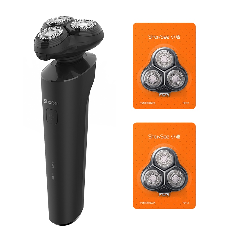 小适(Showsee)电动剃须刀 男士刮胡刀 三刀头 全身水洗 充电式F303-BK(+2刀头)