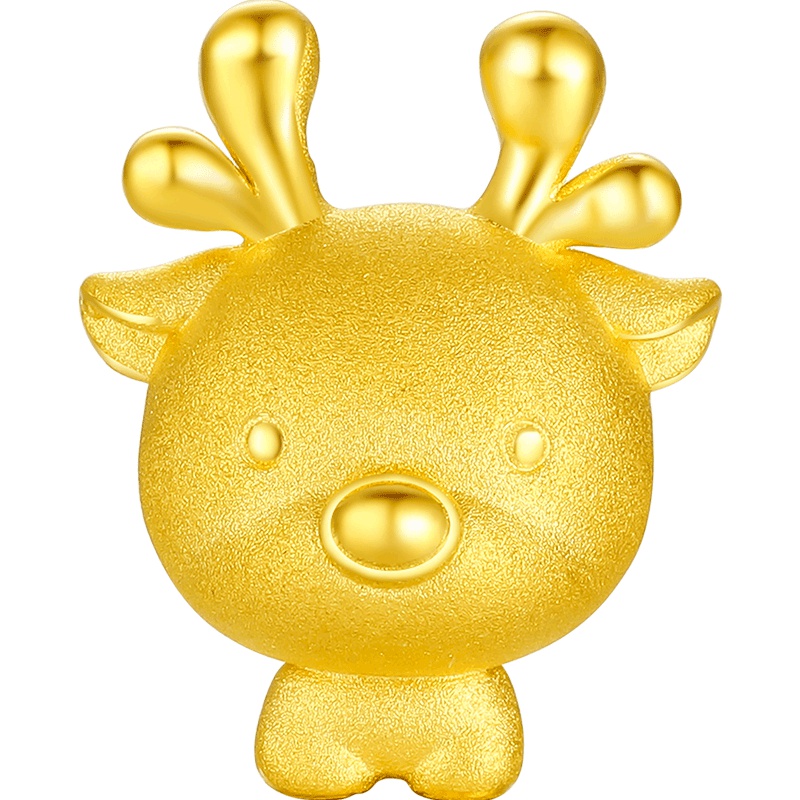 周大生定价黄金3D硬足金转运珠黄金手链 女士通用小鹿路路通串珠饰品送皮绳一路有你