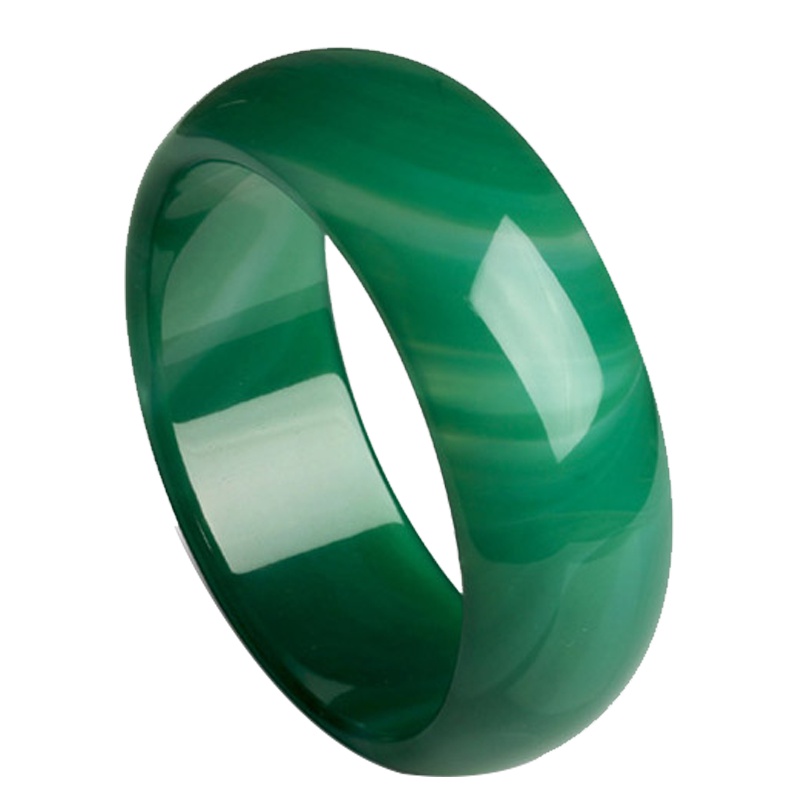 臻玉盈天然绿玛瑙玉髓手镯玉髓手链 加宽加厚特级冰种绿玛瑙手环批自戴送人收藏