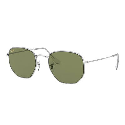 RayBan雷朋新款太阳镜时尚街头气质不规则墨镜0RB3548 91984E银色镜框绿色镜片