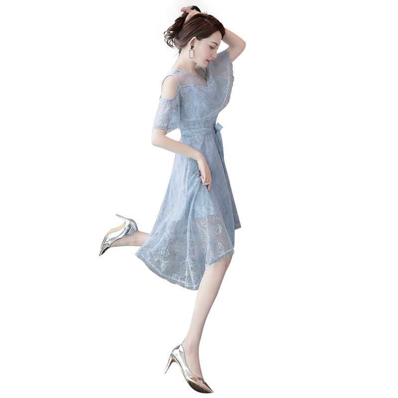 丝柏舍2019夏季女韩版气质显瘦拼接露肩淑女连衣裙S92R1158L