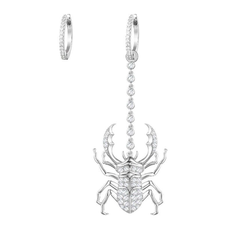 apm MONACO不对称圣甲虫长耳环925银耳饰链坠时尚气质镶晶钻穿孔宴会女士百搭首饰AE11113OX