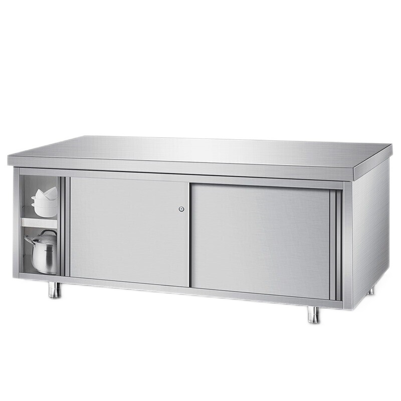 德玛仕(DEMASHI)不锈钢工作台 单通打荷台 商用储物柜 操作台 切菜桌子 单通 1.2米(工程款)201不锈钢