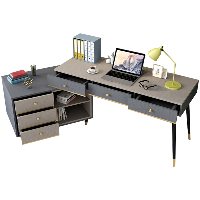 凯丽罗拉 书桌 轻奢写字台 卧室带抽储物柜电脑桌 书房桌子柜子组合 学习桌办公桌