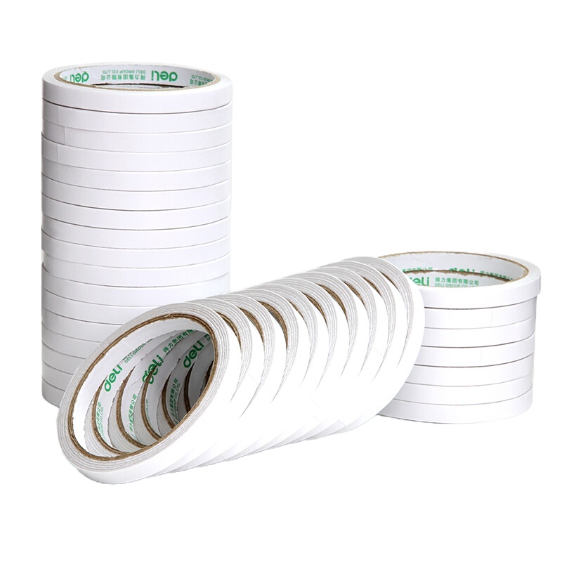 得力 30400 双面胶 9mm*10y(9.1m/卷) 高粘性棉纸双面胶带 10卷/套(一套装)可定制