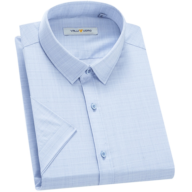 雅鹿男装休闲短袖衬衫男夏季商务修身短袖衬衫56S