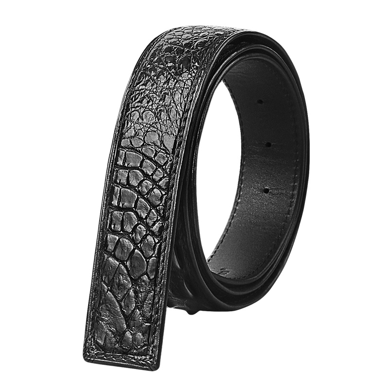 【顺丰配送】青年鳄鱼皮男士皮带男式皮带条男士裤带男式裤带鳄鱼皮男士裤腰带牛皮无扣皮带PD181251H黑色