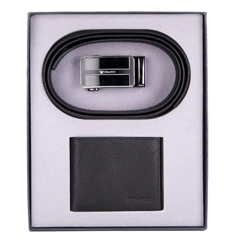 英皇保罗POLO皮带男头层牛皮自动扣真皮休闲男士腰带钱包礼盒装商务裤带送父亲生日男友情人节礼物