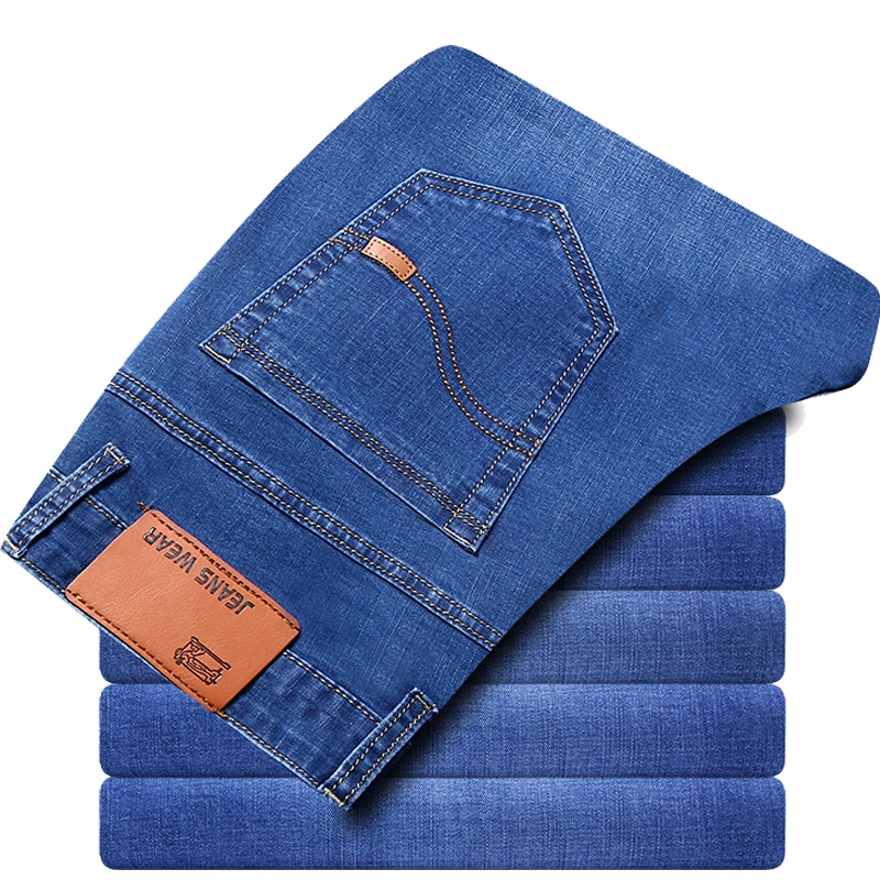 新款弹力男士牛仔裤修身直筒大码宽松长裤子男装休闲裤修身百搭