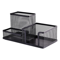 正彩(ZNCI)2462金属网纹圆形笔筒 多功能桌面收纳摆件 简约创意金属网纹办公笔筒 三格笔筒