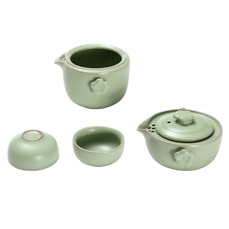 常生源 茶具套装 陶瓷功夫茶具 仿宋汝窑旅行茶具 汝窑高升快客杯