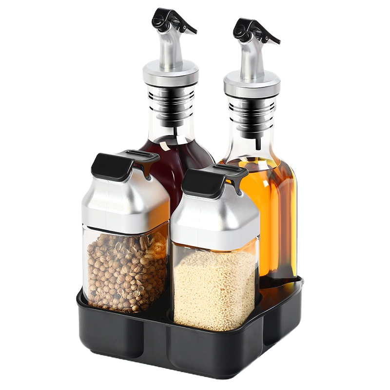 玻璃调味罐调料瓶套装小号家用油瓶盐瓶厨房酱醋壶佐料瓶 敬平 约克调味瓶5件套