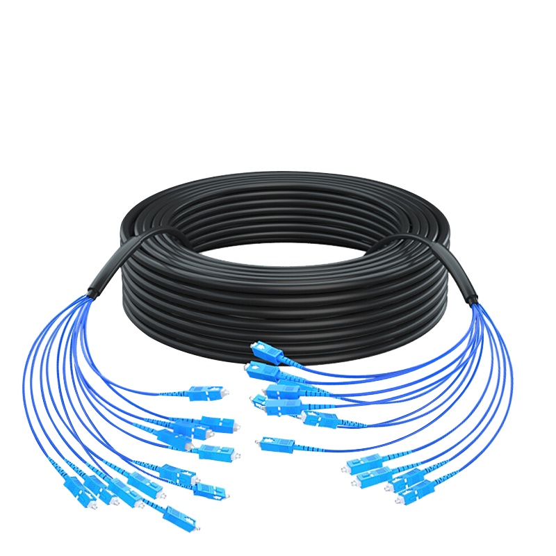 千天(QANTOP)室外SC-SC铠装光缆架空免熔接光纤跳线成品线电信级户外单模12芯网线延长监控传输光纤线50米