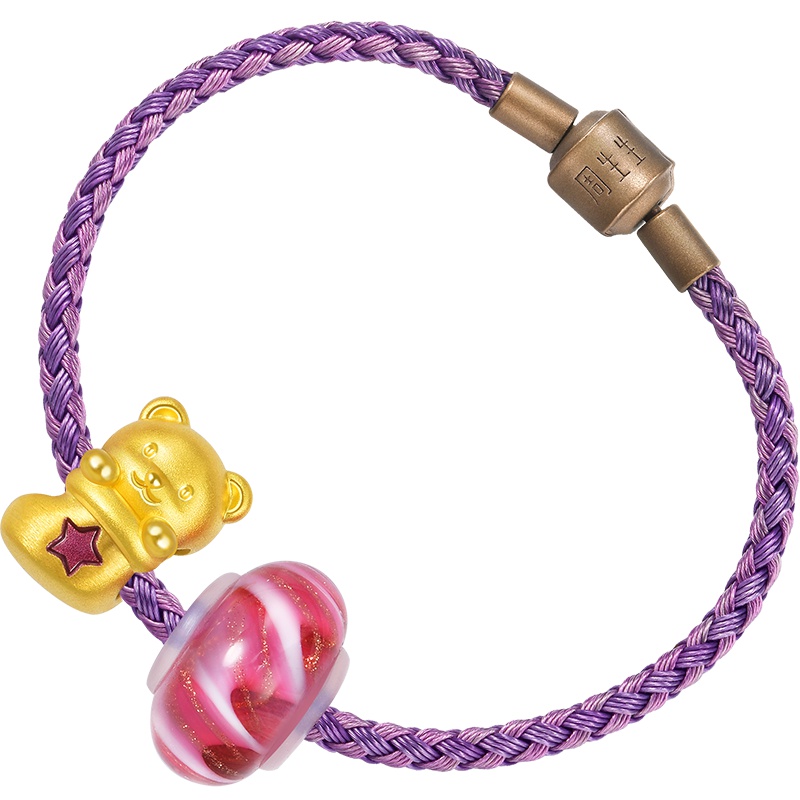 周生生(CHOWSANGSANG)黄金(足金)Charme串珠系列MuranoGlass小熊手链 90751B 定价