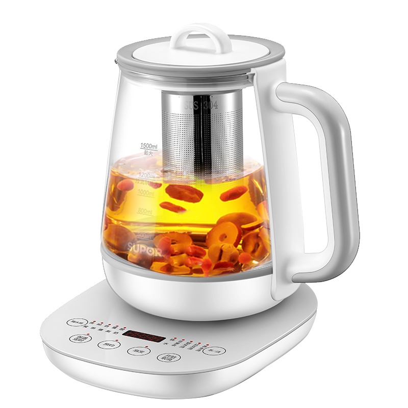 苏泊尔(SUPOR)养生壶家用玻璃加厚煮茶器花茶壶多功能办公司小型养生壶烧水壶煮茶器SW-15YT16