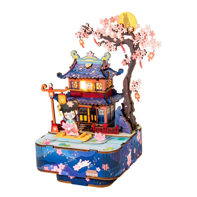 若态若来diy手工nanci八音盒拼装立体3d模型音乐盒生日礼物女 醉花灯