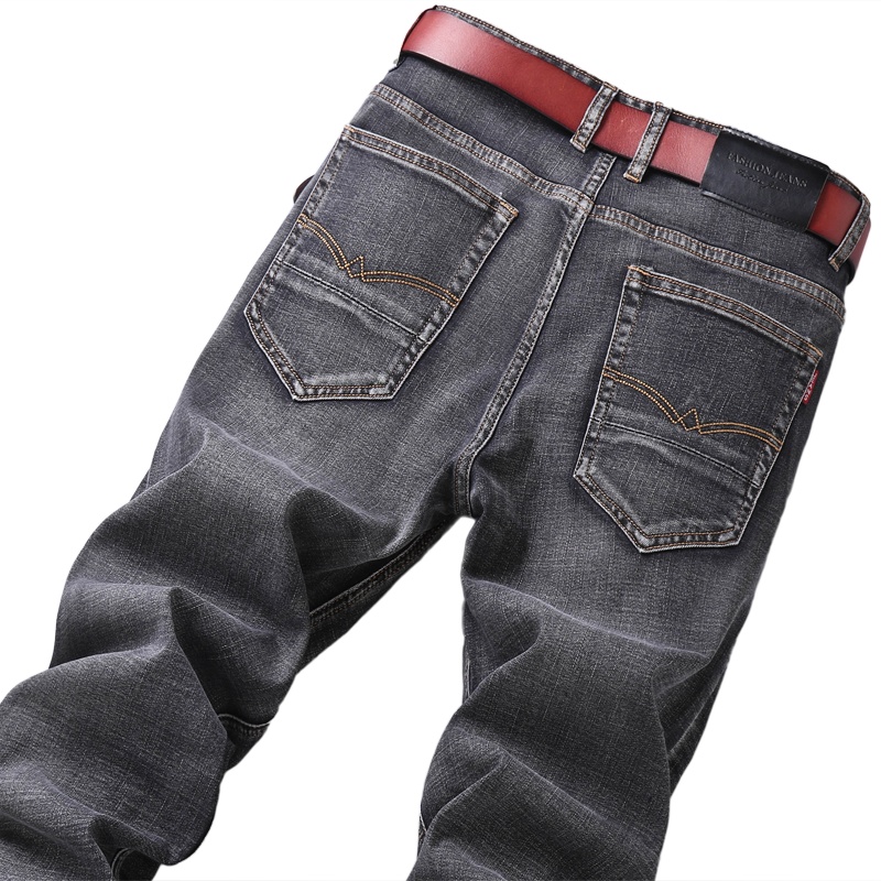 2021年秋冬新款商务休闲中高腰牛仔裤男修身直筒青中年休闲裤男士牛仔裤 男长裤子大码男装吉普战车JIPUZHANCHE