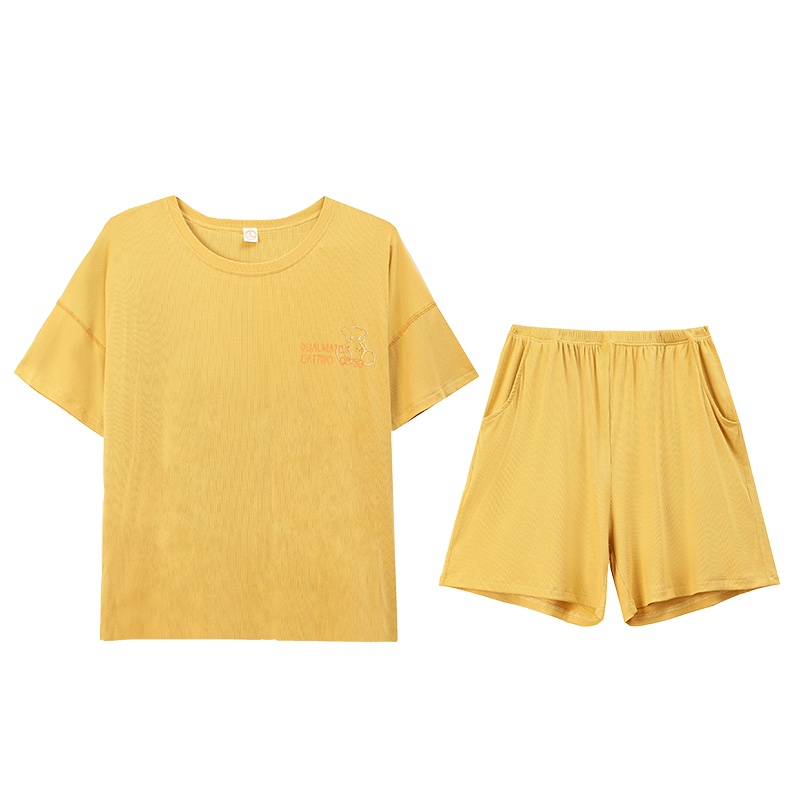 猫人莫代尔睡衣情侣夏季短袖短裤薄款凉爽休闲家居服可外穿套装