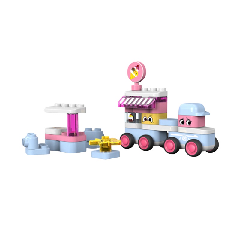 葡萄科技 布鲁可儿童大颗粒拼插积木玩具启初精灵 跑跑冰激凌车 1.5-3岁玩具