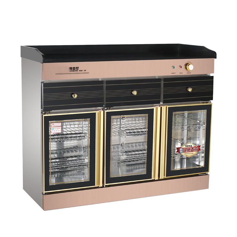 而派 土金彩钢面板 品质大理石茶水消毒柜带烧水器 卧式多功能配餐消毒柜商用 酒店KTV包厢办公室大厅餐盘杯子茶具消毒碗柜