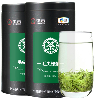 中茶 特级毛尖 茶叶 绿茶 明前嫩芽春茶 125g*2罐