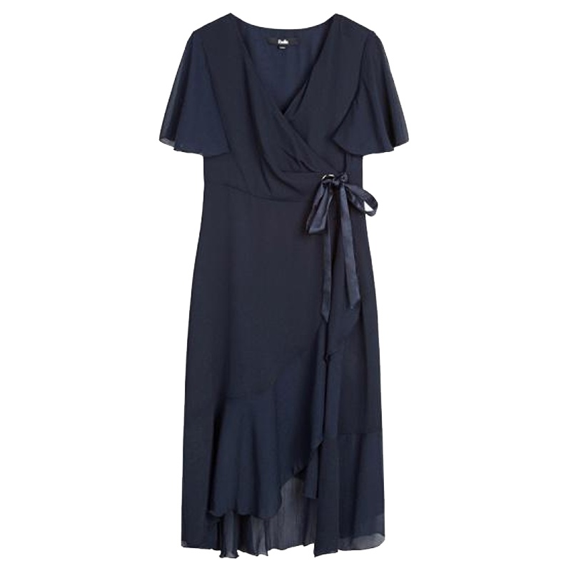 【专柜同款】拉夏贝尔夏新款v领中长系带个性连衣裙20012322 印花混色 S