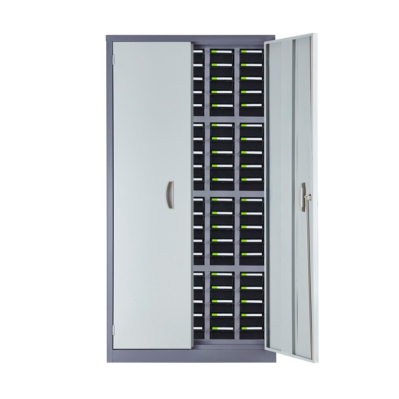 震海 100抽带门零件柜透明小号抽屉五金配件收纳柜零配件收纳柜螺丝元件盒样品物料柜零件柜