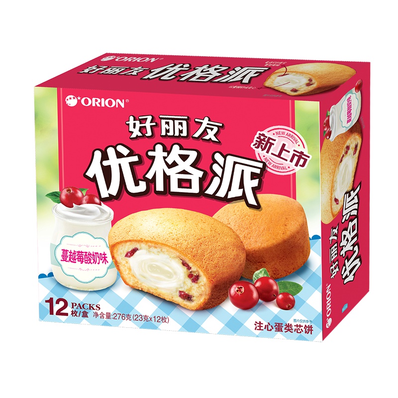 好丽友(Orion) 糕点 优格派(蔓越莓酸奶味)276g/盒 12枚(蛋糕礼盒)