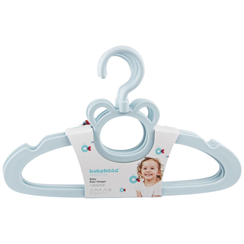 世纪宝贝(babyhood) 小熊衣架宝宝防滑衣架 五个装BH-724 天蓝色