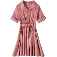 雅鹿连衣裙女士休闲舒适收腰显瘦百搭时尚衬衫裙2216T05019