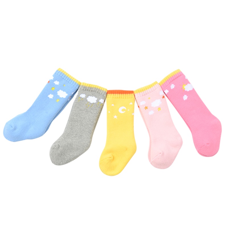 巴布豆配饰婴儿袜子秋冬宝宝加厚毛圈保暖长筒袜冬季加绒0-3岁纯棉袜童袜