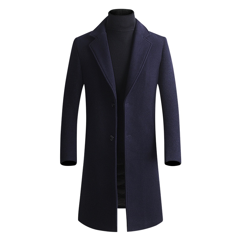新款秋冬羊毛呢大衣男中长款无羊绒无双面呢男士呢子外套商务风衣. HN17818