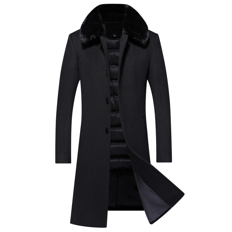 冬季中老年羊毛大衣男过膝加长款羽绒胆爸爸装仿貂毛领非羊绒外套. SQLW802