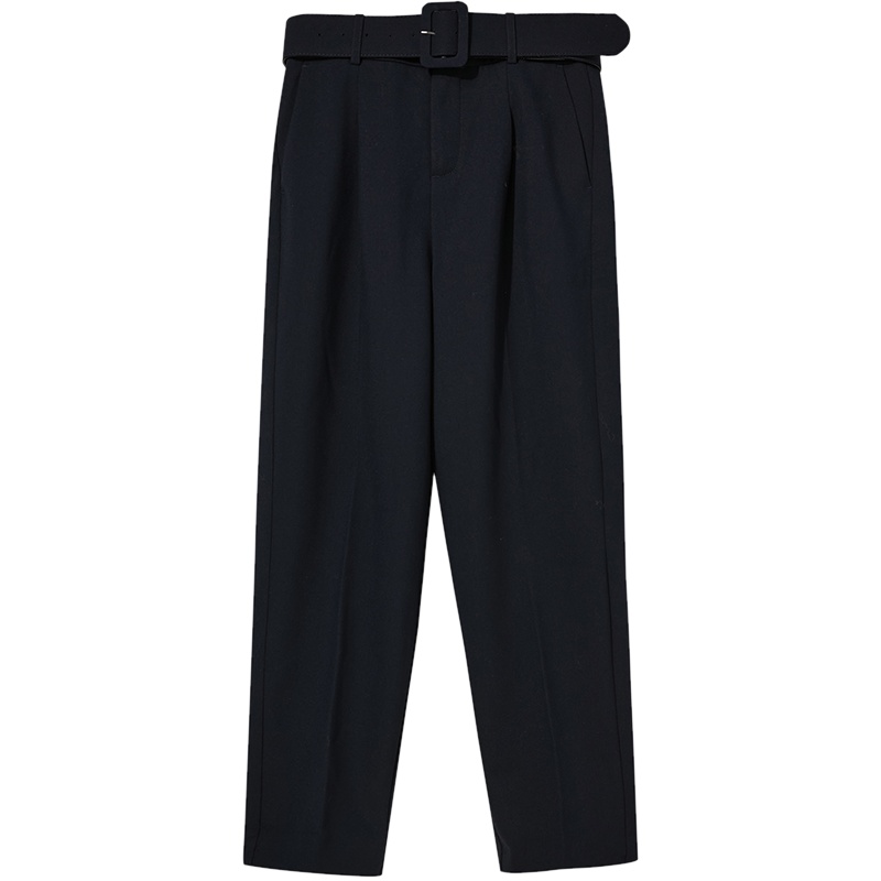 伊布都ibudu2020冬季新款高腰腰带休闲裤长裤直筒裤女