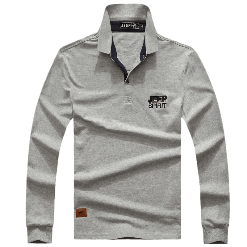 JEEP/吉普长袖t恤男士2019秋季新款青年翻领体恤POLO衫商务休闲男装打底衫A245