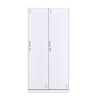 苏美特薄边更衣柜拆装铁皮柜储物柜员工柜寄存包柜鞋柜二门更衣柜纯白豪华加厚款