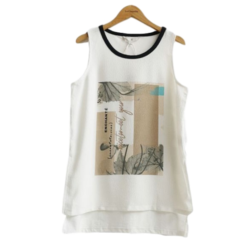 【福利款】拉夏贝尔UlifeStyle夏季新款通勤时尚休闲印花无袖宽松直筒衬衫女