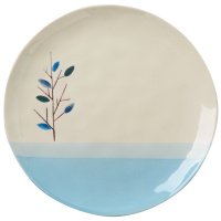 IJARL 亿嘉小清新文艺风家用水果盘菜盘格拉小树林8.3英寸护边盘两只装深蓝色+绿色