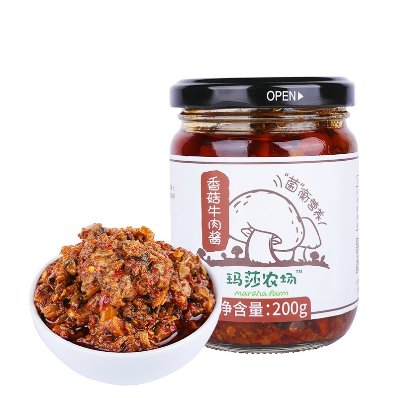 玛莎农场 香菇牛肉酱200g/瓶装 下饭菜拌饭酱 微辣开胃下饭 拌面臊子