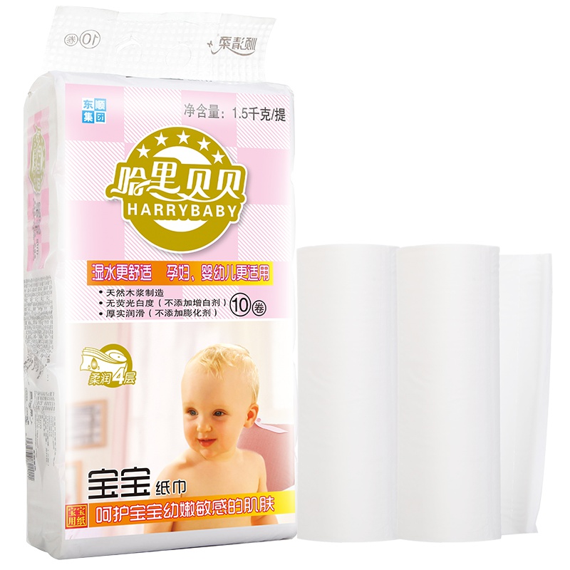 顺清柔贝贝系列宝宝卷纸卫生纸4层150克*10卷