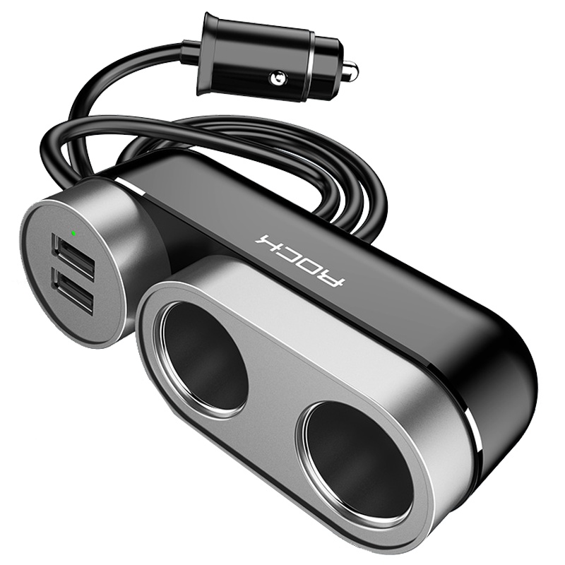 点烟器二合一车充4.8A版本(Car Cigarette Lighter Socket(4.8A)黑色