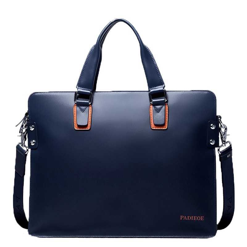 【顺丰配送】padieoe帕迪欧男士手提包横款真皮男包商务单肩包牛皮休闲公文电脑大包包