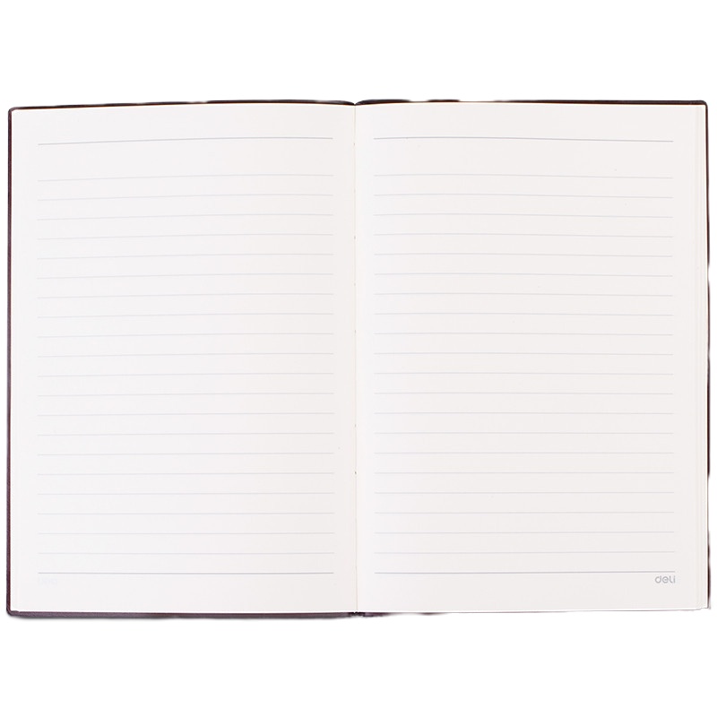 得力(deli)25K120张厚商务笔记本子 斜绑带复古皮面本记事本 22259棕色