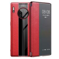 [送钢化膜]高铭宣 华为mate30 5g手机壳p30/p20真牛皮高档商务翻盖式保护套mate20保时捷限量版m3黑