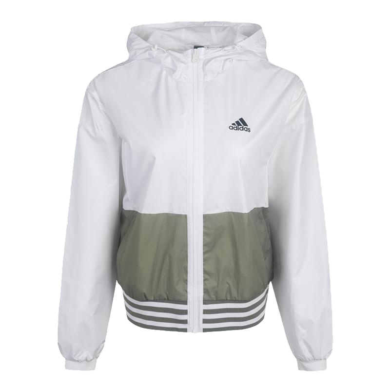 Adidas阿迪达斯女装上衣 2020秋季新款运动服跑步训练透气时尚拼接休闲梭织外套夹克GF0129 C